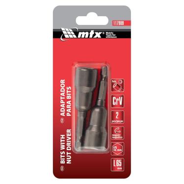 Imagem de Soquete Magnético 12MM 65MM Parafusadeira Imã Embutido Aço Alta Resistência Bivolt MTX 2 Peças