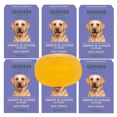 Imagem de Sabonete Pet em Barra Granado Glicerina Maciez e Hidratacao Cachorro Gato 90G Kit com 6 Unidades