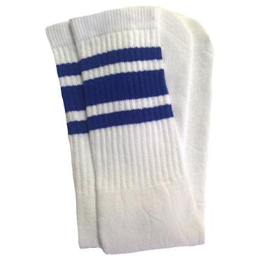 Imagem de Meias de cano médio SkaterSocks 48 cm, White/Royal Blue stripes style 3, 19