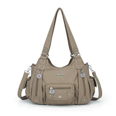 Imagem de Angel Barcelo Bolsas e bolsas femininas de couro PU bolsa de ombro moda Hobo Bolsas para meninas, Damasco, One Size