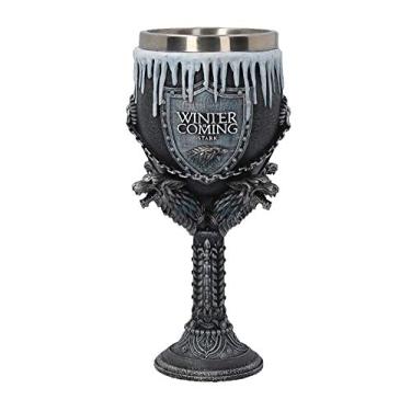 Imagem de Nemesis Now Cálice House Stark Game of Thrones 12 cm preto, resina com inserção de aço inoxidável, 1 unidade (pacote com 1)