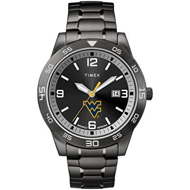 Imagem de Timex Tribute Relógio masculino Acclaim de quartzo de 42 mm com pulseira de aço inoxidável, West Virginia Mountaineers, Relógio de quartzo