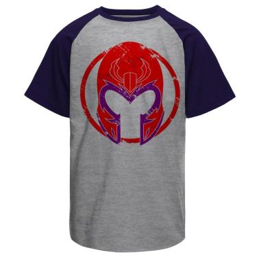 Imagem de Camisa masculina raglan Magneto X-Men cinza e marinho Live Comics