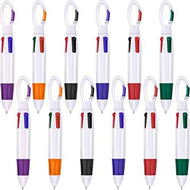 Imagem de Canetas de obturador retrátil Onwon 4 cores neon em uma caneta esferográfica com presilha de fivela na parte superior de mosquetão multicolorido para presente de estudantes e estudantes, Retractable Shuttle Pens 4 Neon Color in One Ballpoint Pen with Buckle Clip on Top Multi-Color Carabiner Keychain