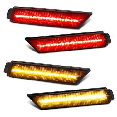 Imagem de Lentes fumadas Ruxifey com luzes laterais de LED para para-choques dianteiros traseiros e refletores compatíveis com Chevy Camaro vermelho âmbar de 2010 a 2015 - Pacote com 4