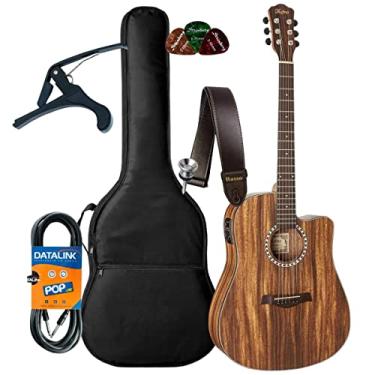 Imagem de Kit Violão Hofma Hmf280 Elétrico Folk Satin Natural + Acessórios