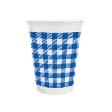 Imagem de Copo de Plástico Xadrez Azul Escuro - 200mL - 25 Unidades