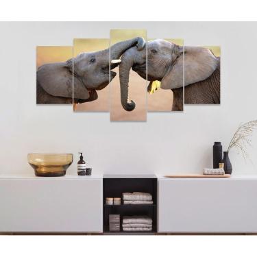 Imagem de Quadro Decorativo Sala Quarto Escritório Elefantes Carinho