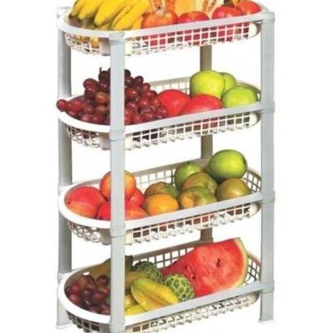Imagem de Fruteira De Chão Organizador De Plástico Multiuso 4 Cestos