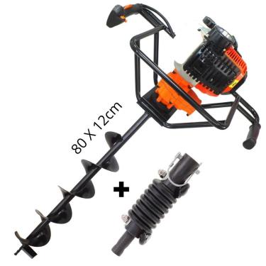 Imagem de Perfurador de Solo Profissional Vulcan VPS520 á Gasolina 2T 52cc 2,5hp Broca 80x12cm + Amortecedor Para Broca Kawashima Ideal Para Construção Civil