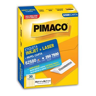Imagem de Etiqueta Ink-Jet/Laser Papel Carta 25.4x66.7, Pimaco, 62580, Branca, 7.500 Etiquetas