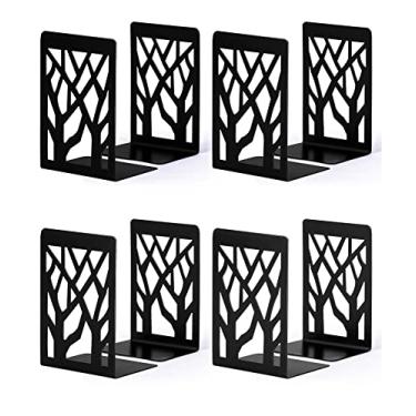 Imagem de Extremidades de livros, encadernos, pontas de livros para prateleiras, estantes de livros, extremidades de livro para livros pesados, suporte de prateleira de livros para decoração de casa, pontas de metal preto, 4 pares, suporte de livros, compartimentos para livros, Preto