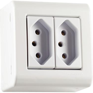 Imagem de Caixa de Sobrepor com 2 Tomadas 2P+T 10 A 250 V Tramontina LizFlex Branca Tramontina
