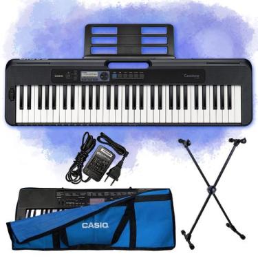 Imagem de Kit Teclado Casio Tone Cts300 Musical  5/8 Completo Azul