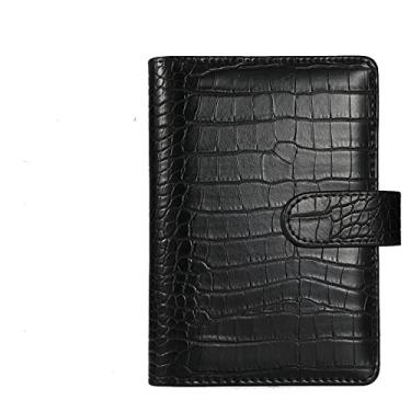Imagem de A6 PU Couro 6 Pastas Padrão de Crocodilo DIY Capa de Caderno Preenchível Agenda Agenda, capa preta, 1 peça