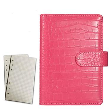 Imagem de A6 PU Couro 6 Pastas Padrão de Crocodilo Faça Você Mesmo Capa de Caderno Preenchível Bloco de Notas Agenda Planner, Vermelho, 1 peça
