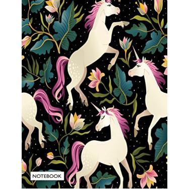 Imagem de Notebook: Unicorn on black cover and Dot Graph Line Sketch pages, Extra large (8.5 x 11) inches, 110 pages, White paper, Sketch, Draw and Paint: 3
