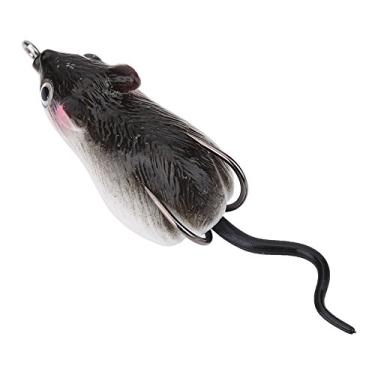 Imagem de Mouse Vbestlife isca de pesca de rato, 4 peças, isca artificial, rato, iscas macias de água doce, isca macia de cobra de baixo, isca de água doce, dois ganchos acessório de aderência, Dark Grey