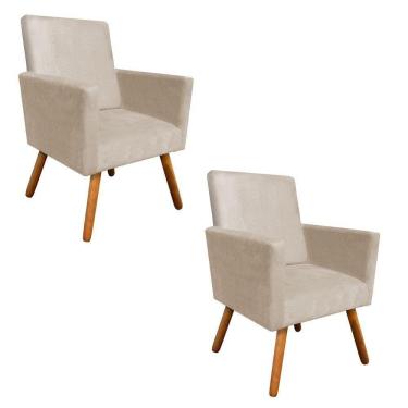Imagem de Kit 2 Poltronas Nina Sala De Estar Luxo Suede Bege