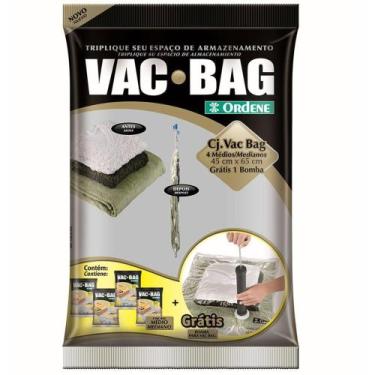 Imagem de Kit Saco À Vacuo Vac Bag Ordene 4 Médio 45X65 + Bomba Manual