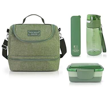Imagem de Kit 4 Peças Bolsa Térmica + Marmita + Copo + Porta Talher (Verde)