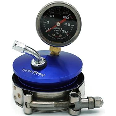 Imagem de Turbo Boost Testadores de vazamento 6,35 cm Tampa de extremidade - 6061 Billet Aluminum- Válvula Schrader de pneu - Medidor de impulso de 30 PSI -