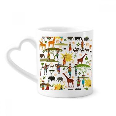 Imagem de Caneca africana Savanna feminina preta animais da vida selvagem café cerâmica copo de coração de vidro