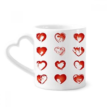 Imagem de Caneca de desenho vermelho corações dia dos namorados café cerâmica copo de coração de vidro