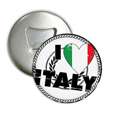 Imagem de I Love Italy Palavra Bandeira Amor Coração Padrão Abridor de Garrafas Imã de Geladeira Emblema Multifuncional