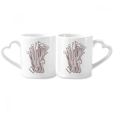 Imagem de Flammulina Velutipes Conjunto de canecas de porcelana para casal com estampa de cogumelo e coração