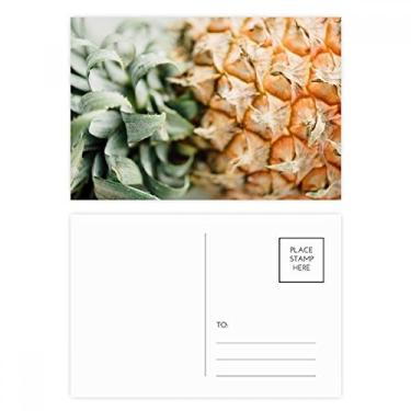 Imagem de Conjunto de cartão postal com imagem de abacaxi de frutas tropicais frescas cartão de agradecimento de aniversário