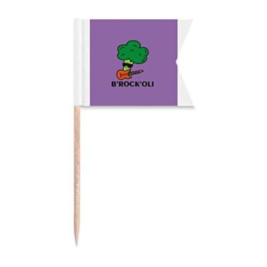 Imagem de Bandeiras de palito de dente para desempenho de guitarra musical de brócolis para marcação de palito de comida de bolo de festa placa de queijo