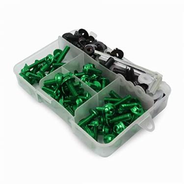 Imagem de Kit de parafusos de carenagem universal de motocicleta Worldmotop, kit de parafusos de carenagem para Yamaha Honda, Kawasaki Suzuki BMW, kit de parafusos de carenagem de para-brisa (verde)