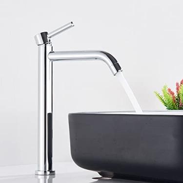 Imagem de Torneira de banheiro cromada para vaso de latão Torneira para pia montada no convés Torneira misturadora Água quente e fria, torneira cromada