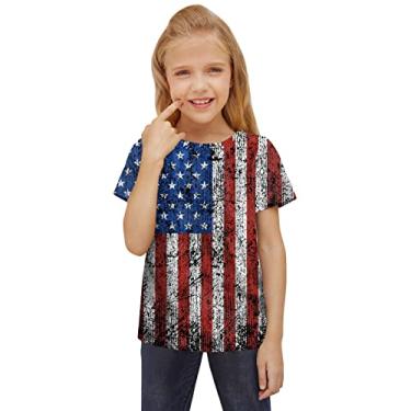 Imagem de Dia da Independência para crianças de 4 de julho camisetas impressas em 3D meninos meninas novidade roupas de bebê de férias curtas (vinho, 5 a 6 anos)
