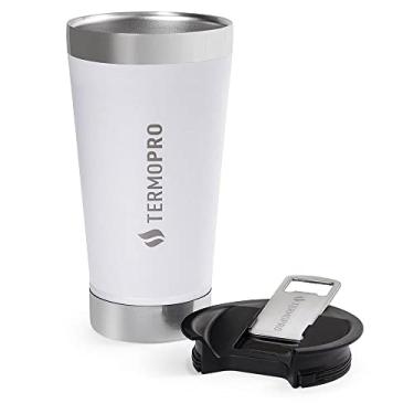 Imagem de Termopro Copo Térmico com Tampa e Abridor 500ml Branco Bebidas Cerveja e Drinks Aço Inox 18/8 Isolamento a Vácuo Alta Performance Térmica BPA Free