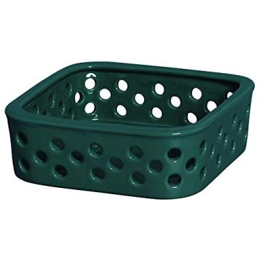 Imagem de Cestinha Quadrada Vasada Ceramicas Pegorin Verde Escuro
