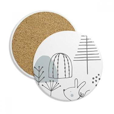 Imagem de Caneca com desenho de filhotes e filhotes em formato de linha para porta-copos com proteção de mesa, pedra absorvente