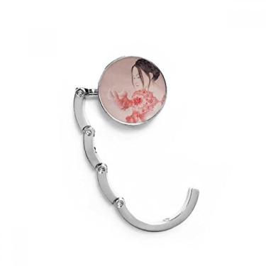 Imagem de Gancho de mesa de pintura chinesa de beleza de corte de papel com fecho decorativo, gancho dobrável