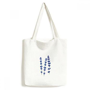Imagem de Bolsa de lona com flor de lavanda azul bolsa de compras casual bolsa de compras