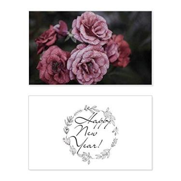 Imagem de Old Pink Roses Flowers Festival Ano Novo Cartão de felicitações Bless Message Present