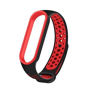 Imagem de Pulseira estilo esportiva para mi band 5 ou6 (Preto com vermelho)