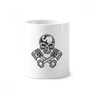 Imagem de Esqueleto de luzes para motocicleta, óculos padrão de escova de dentes, suporte para caneta, copo de cerâmica