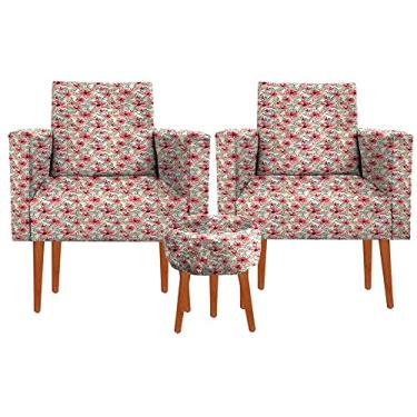 Imagem de Kit 02 Poltrona Decorativa Nina + Puff Suede Floral 12