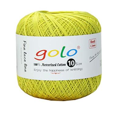 Imagem de golo Bolas de linha de crochê tamanho 10 fios para tato, crochê, tricô à mão (amarelo-604)