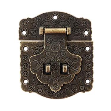Imagem de Antique Gaveta Latces Decorativo Hasp Jóias Caixa De Madeira Mala de Estação Hasp Lock Trava 70 * 60mm com parafusos Hardware de latão vintage YYDFPIIA
