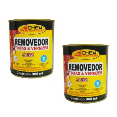 Imagem de Kit 2 Removedor De Tinta Verniz Textura Pastoso Allchem 900g