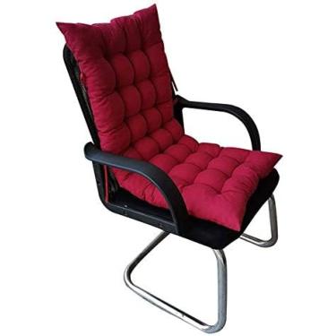 Imagem de Almofada Para Cadeira De Jardim Com Encosto Alto Fora Do Pátio Espreguiçadeira Almofada Grossa Acolchoada Cadeira De Vime Assentos De Balanço Almofada Encosto,Vinho Vermelho,40x90cm,bonny369