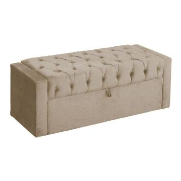 Imagem de Báu Calçadeira Emma 90cm Suede Cappuccino - Vallisa Decor