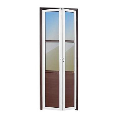 Imagem de Porta Camarão Meia Lambril Meia Vidrão Linha 25 Vidro Reflex 210cm x 70cm Brimak Mix Corten